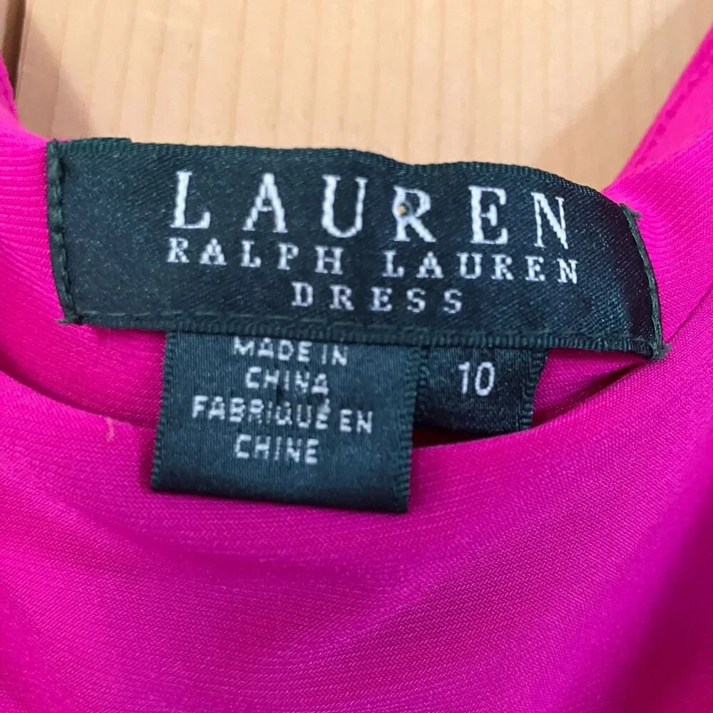 Lauren Ralph Lauren Womens Twist Knot Front Dress Size 10 Pink Magenta SP EXC - Picture 8 of 12